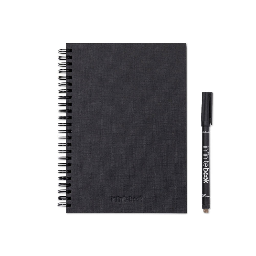 STARTER KIT INFINITEBOOK A5 PLANNER TEXTURE. Súprava obsahujúca „Infinitebook“ s tvrdou väzbou, 1 čistiacu súpravu, 1 fixu a 1 držiak na guľôčkové pero - 103