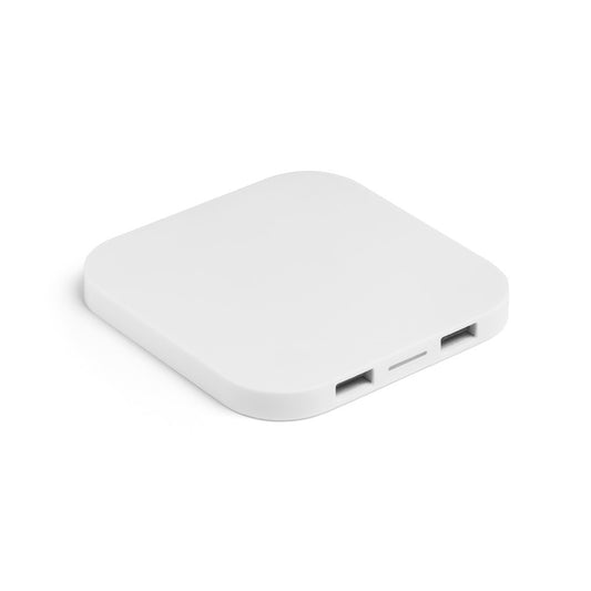CAROLINE. Super brzi bežični punjač od recikliranog ABS-a (60% rABS) i 15W sa HUB 2 USB-A porta