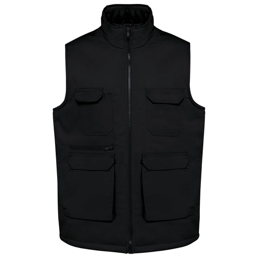 Unisex pracovná vesta bez rukávov, prešívaná/zateplená, multi-vreckové Designed To Work 607