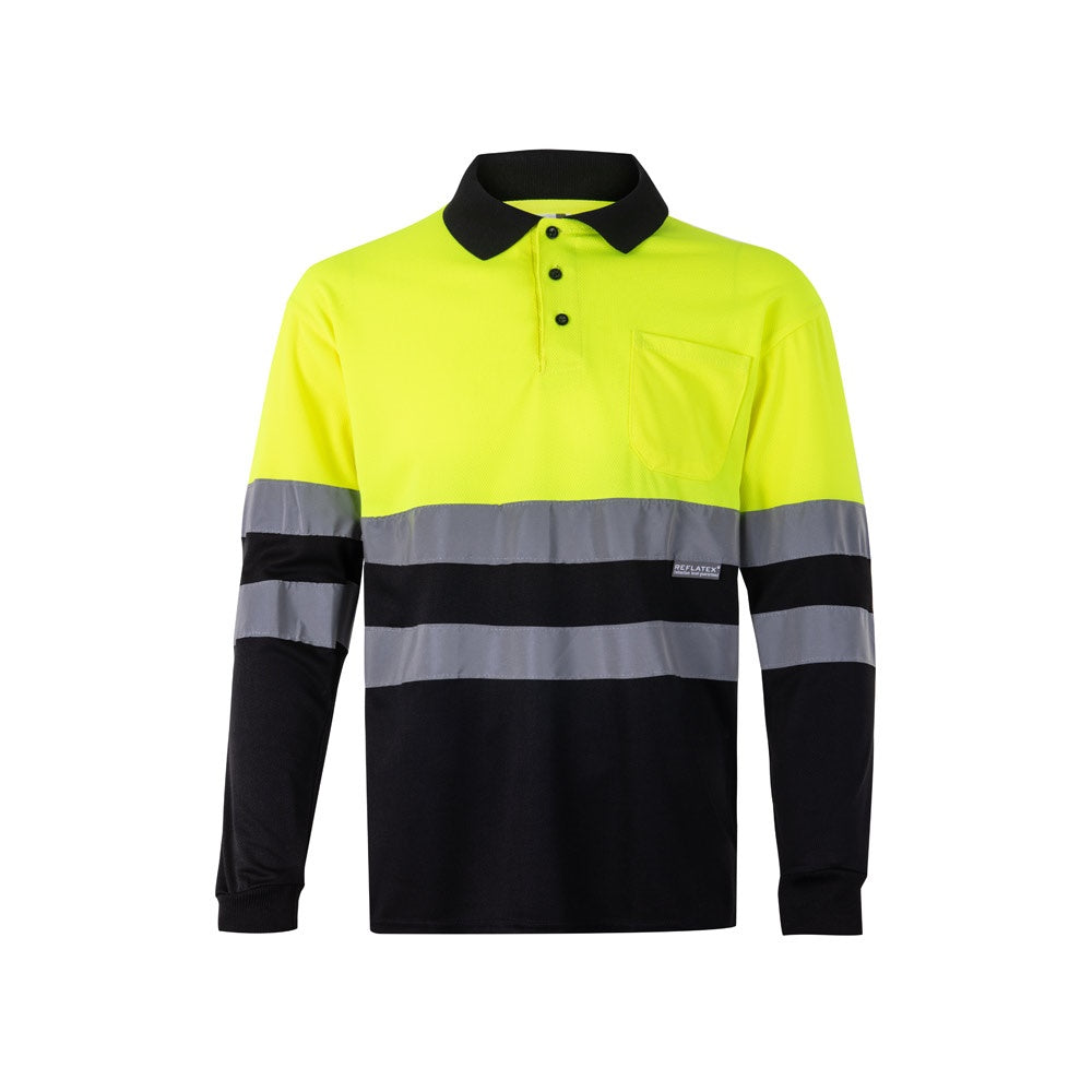 VL VULCAN. Dvojfarebná polokošeľa s vtáčím okom (160 g/m²) s dlhými rukávmi, z polyesteru (100%) - 203