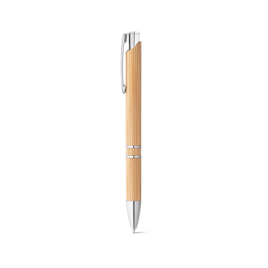 BETA BAMBOO. Bambusové guľôčkové pero so sponou a kovovými detailmi