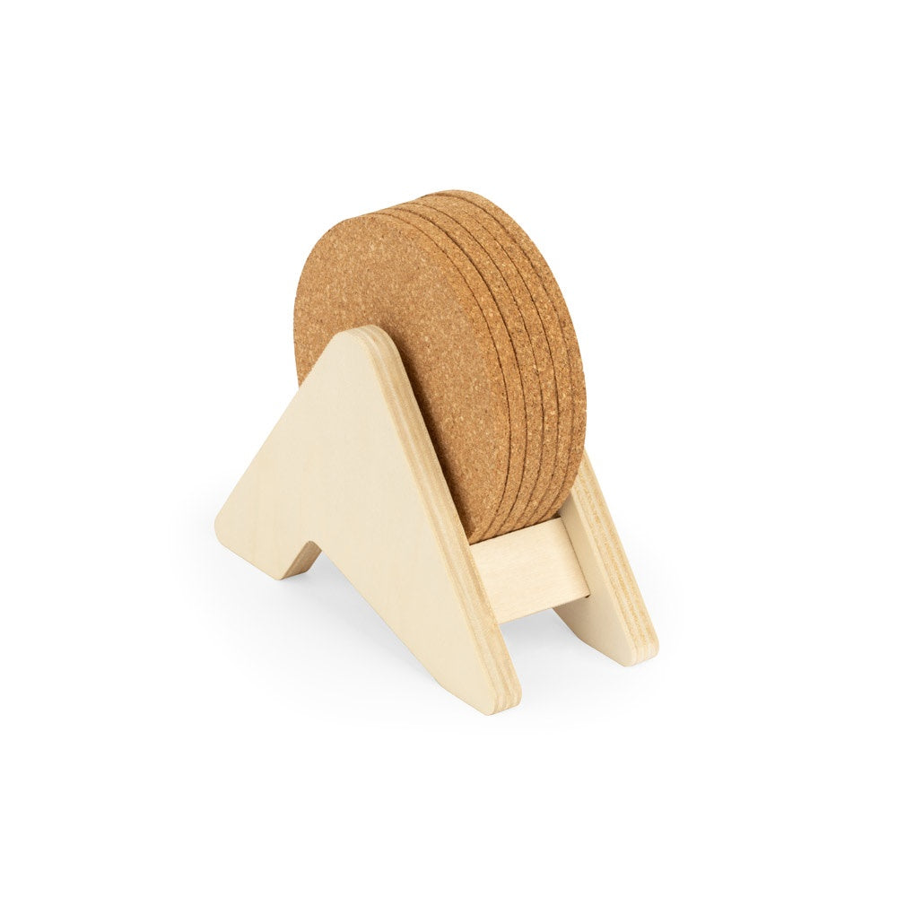 PLYCORK. Stojan z preglejky so 6 korkovými podložkami - 160