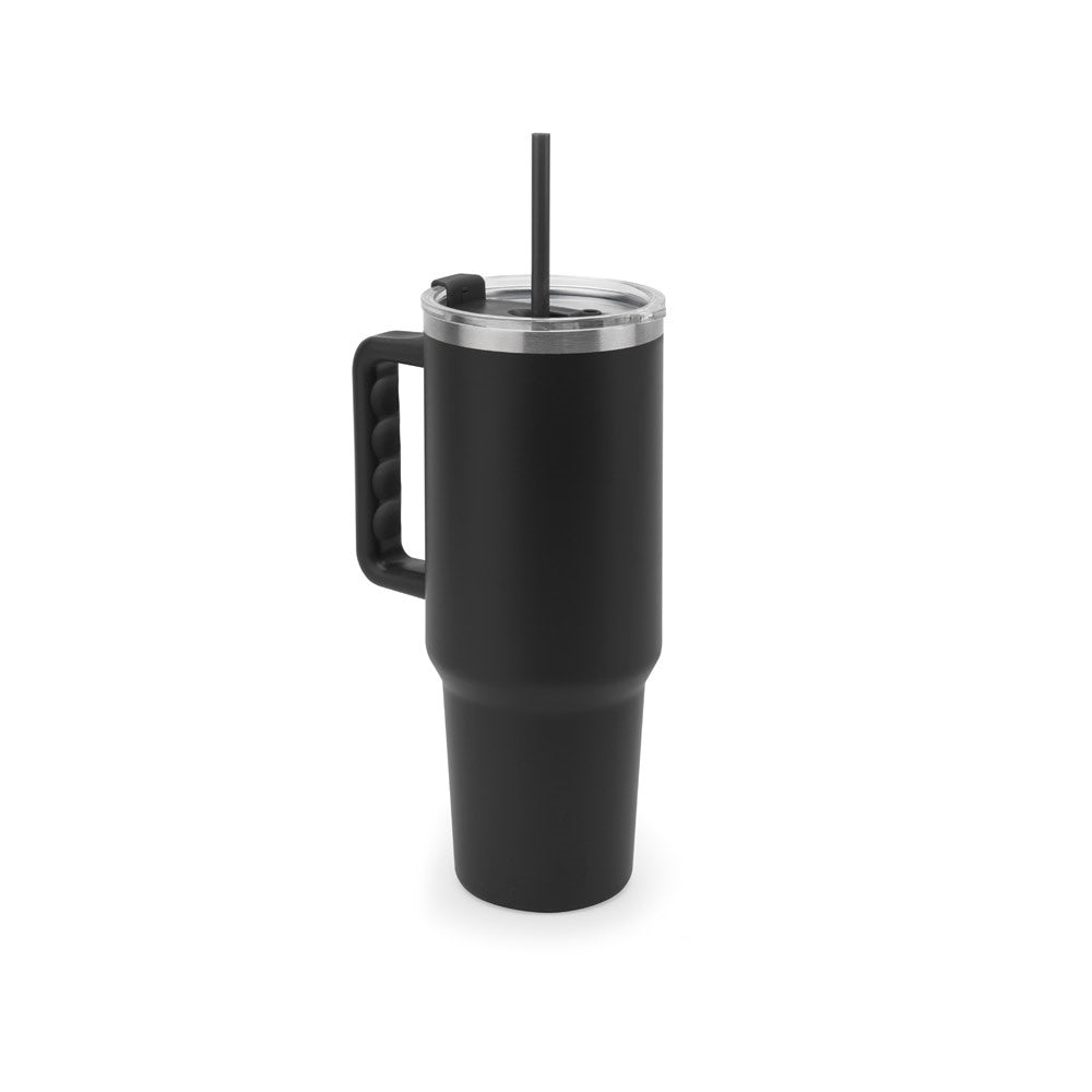 JOYNER XL. Veľký nerezový cestovný pohár (91% recyklovaný) s vákuovo izolovanou dvojitou stenou a matným povrchom 1300 mL - 103