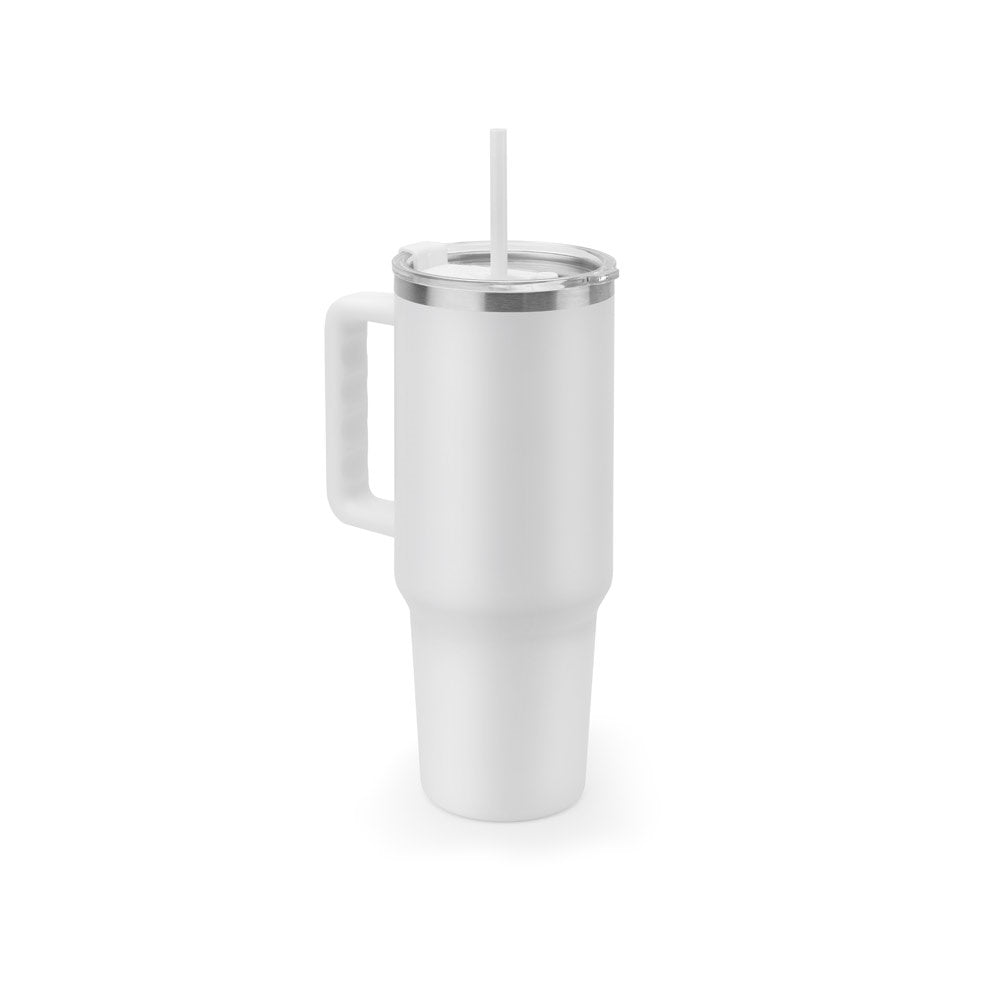 JOYNER XL. Veľký nerezový cestovný pohár (91% recyklovaný) s vákuovo izolovanou dvojitou stenou a matným povrchom 1300 mL - 106