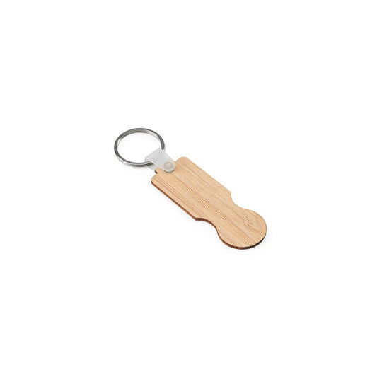 SHOPZ. Bambusový prívesok na kľúče s koncom v tvare mince