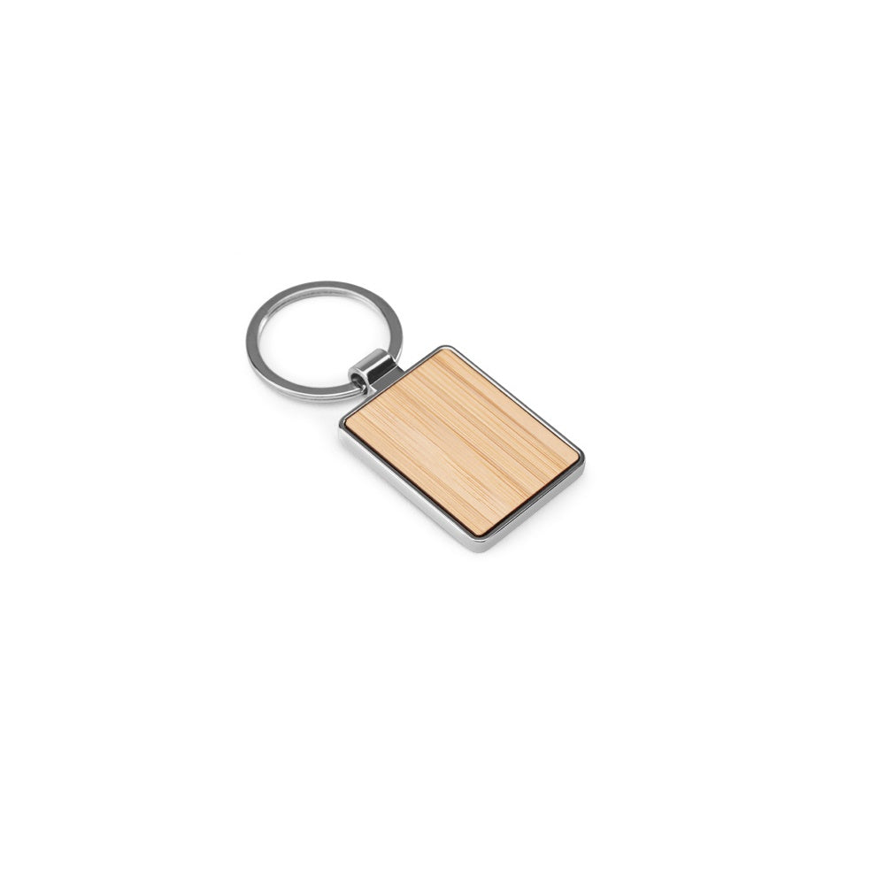 GASTON RECTANGULAR. Obdĺžniková kľúčenka zo zinku a bambusu - 160