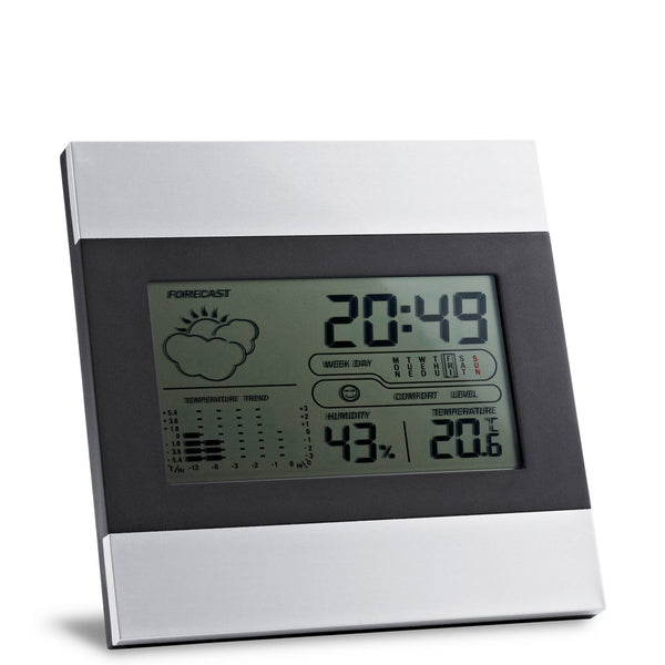 DENE. Desktop meteorološka stanica sa aluminijumskim i ABS LCD ekranom