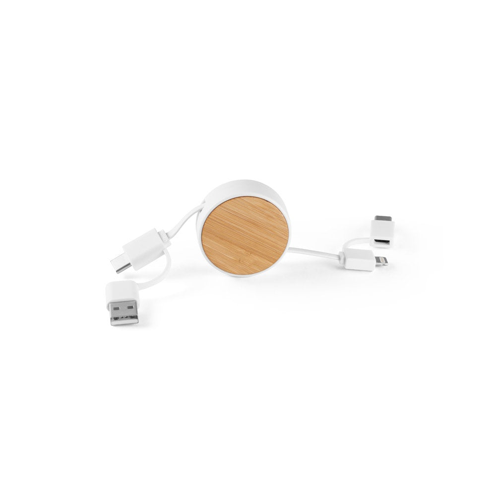 RUBINS. 6-u-1 USB kabl na uvlačenje od recikliranog ABS-a (100% rABS)-a i bambusa - 106