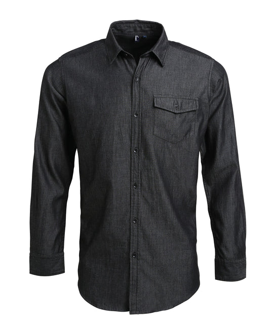 Pánska rifľová košeľa Premier Jeans Stitch Denim – pánsky strih, rifľovina
